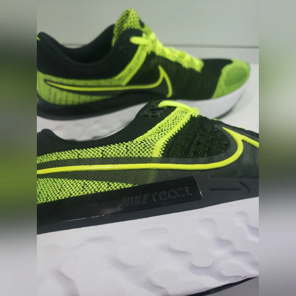 Nike React Infinity Run FlyKnit 2 Volt Black Running Training Sneakers Men's 13